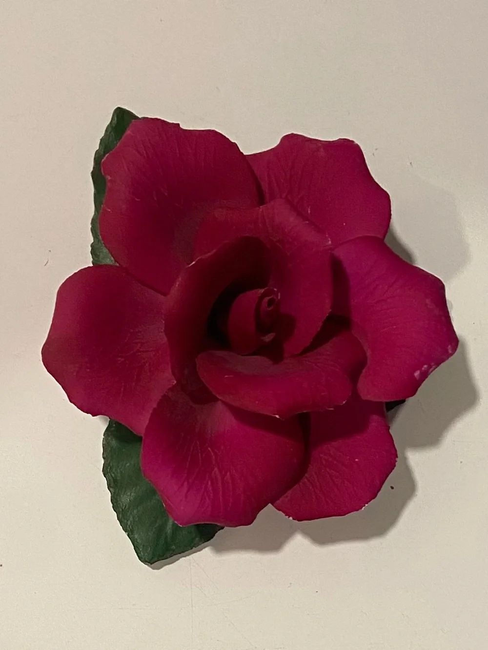 Vintage Capodimonte Rose Accent Flower in Deep Red made in Italy
